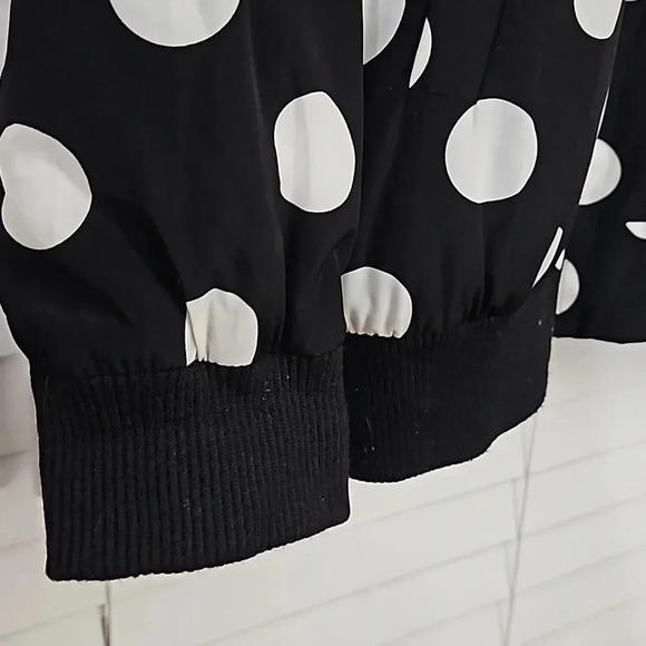 Forever 21 Black Polka Dot Puffy Jacket Sz Lg - Picture 4 of 6